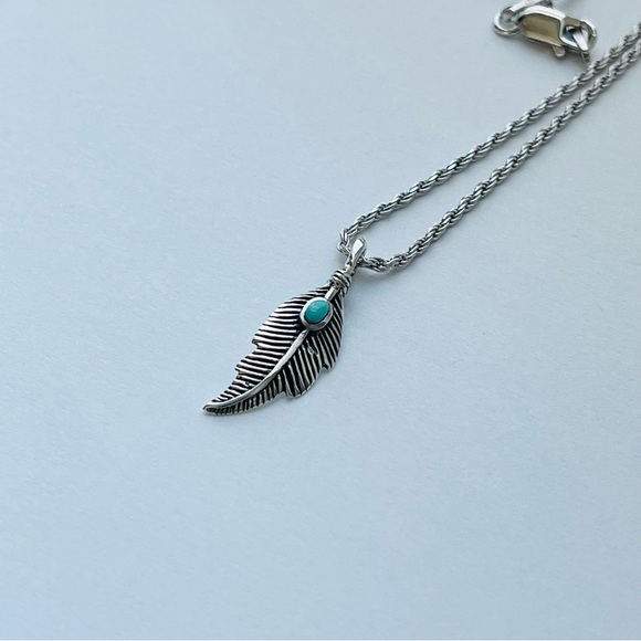 Sterling Silver Small Feather Necklace, Silver Chain, Bird Necklaces, Angle Wing - Picture 5 of 10